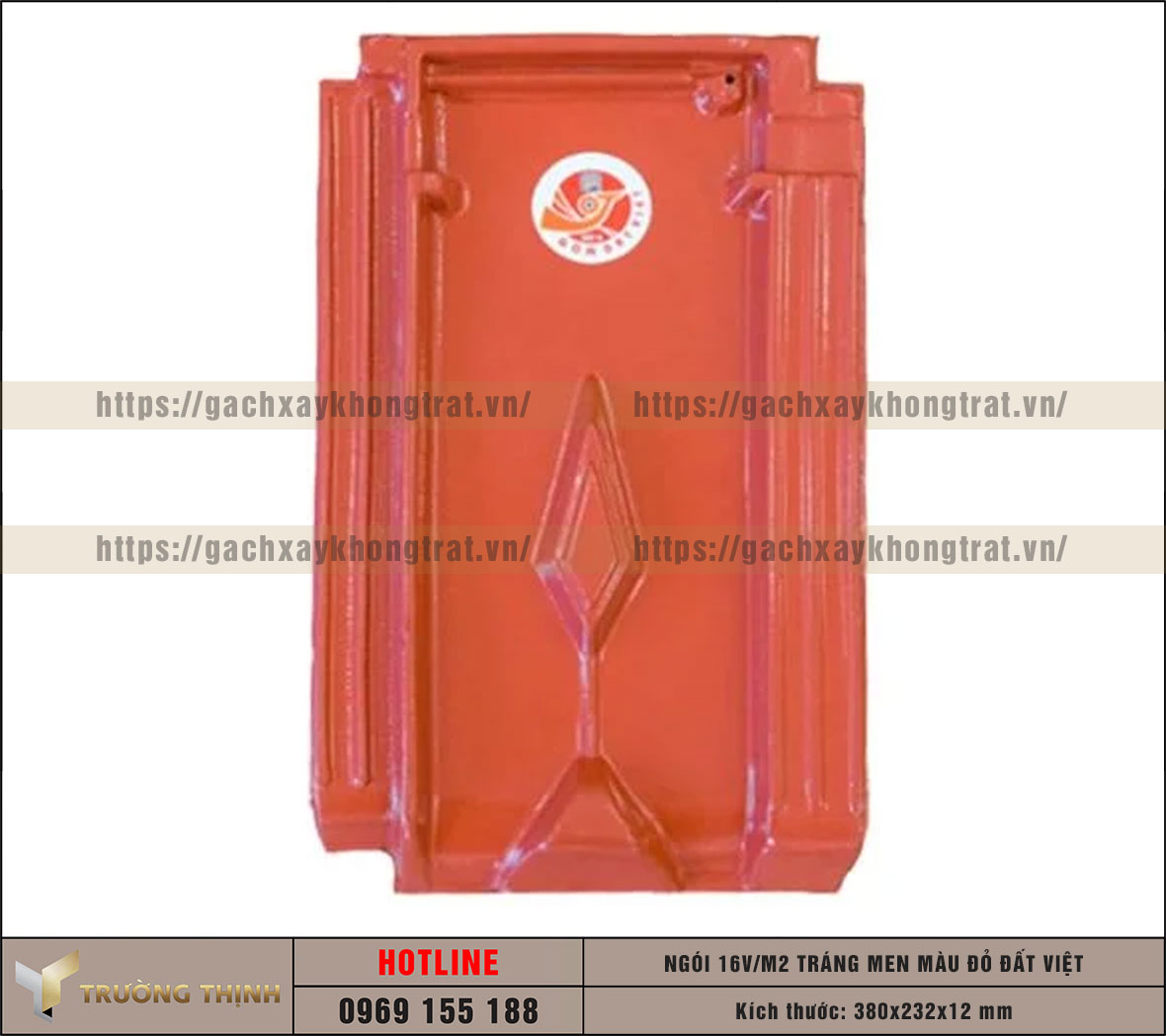 Ngói 16 viên/m2 tráng men màu đỏ Đất Việt