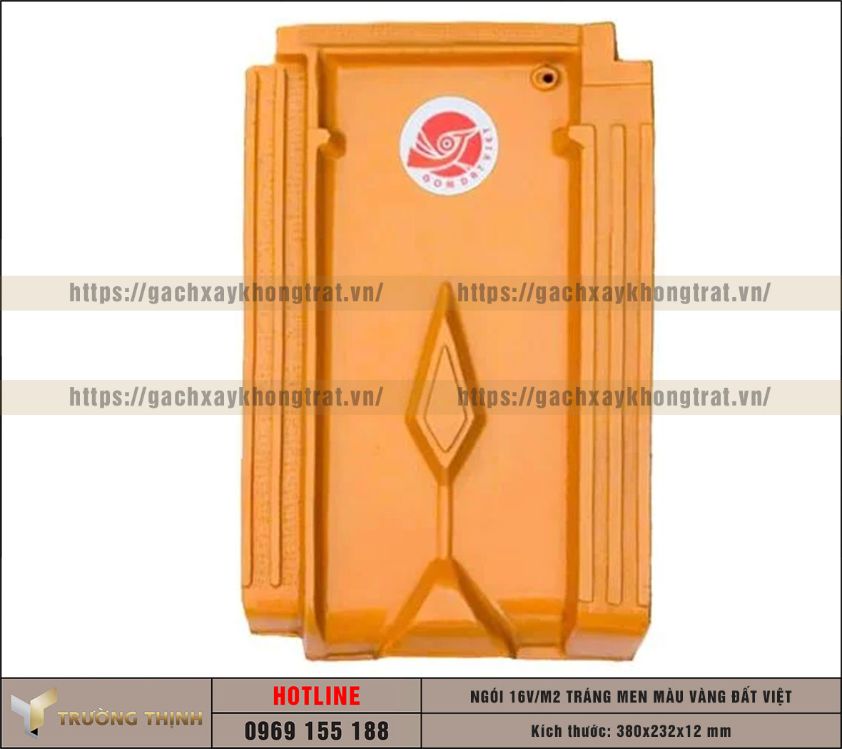 Ngói 16 viên/m2 tráng men màu vàng Đất Việt