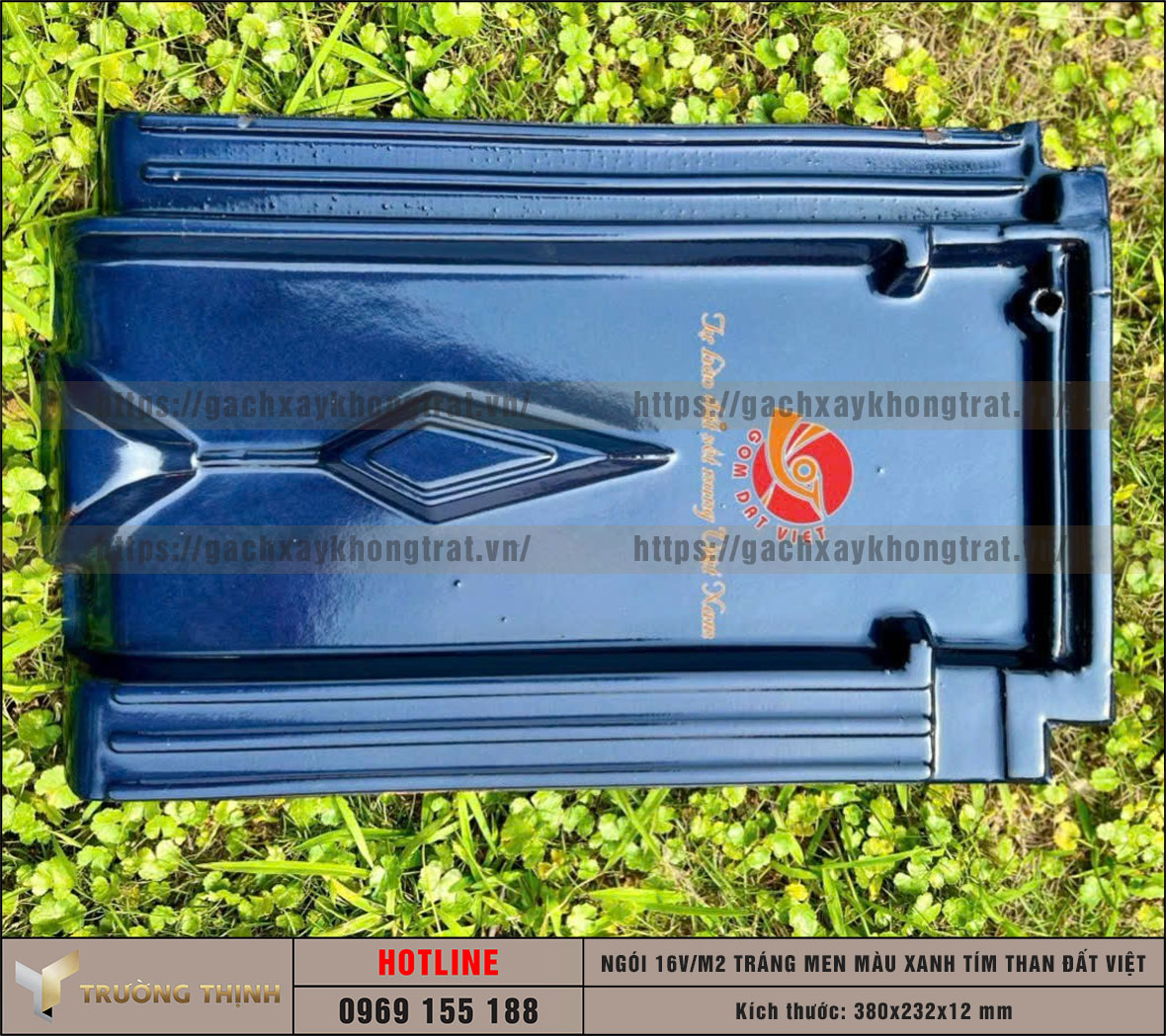 Ngói lợp 16 Viên/m2 màu xanh tím than Đất Việt