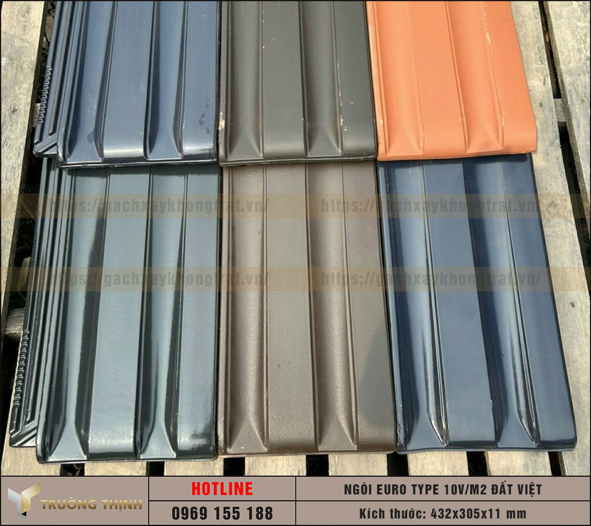 Ngói lợp Euro Type 10 Viên/m2 men kim loại màu cà phê Đất Việt