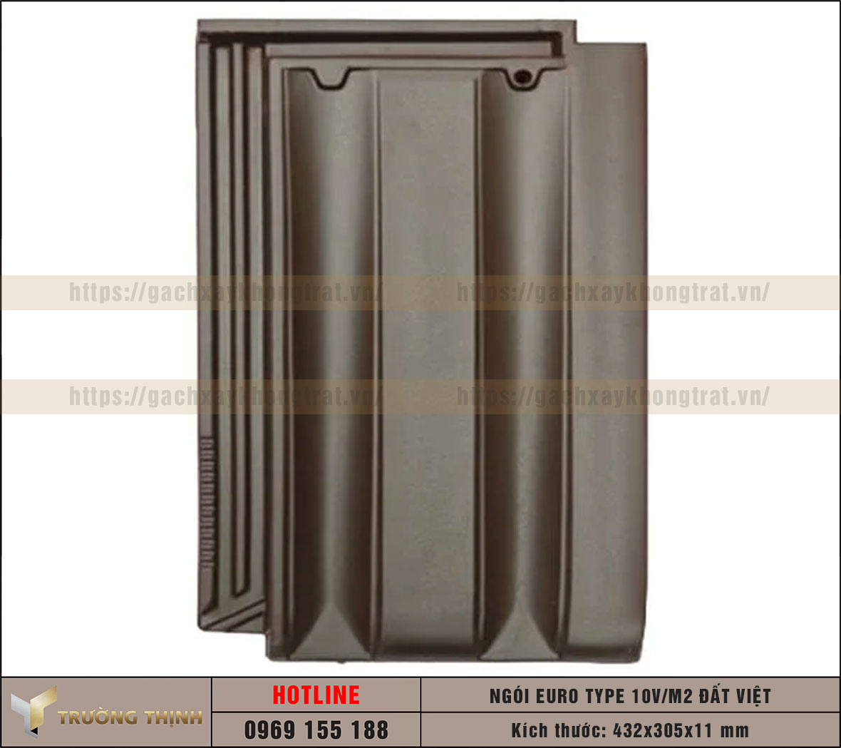 Ngói lợp Euro Type 10 Viên/m2 men kim loại màu cà phê Đất Việt