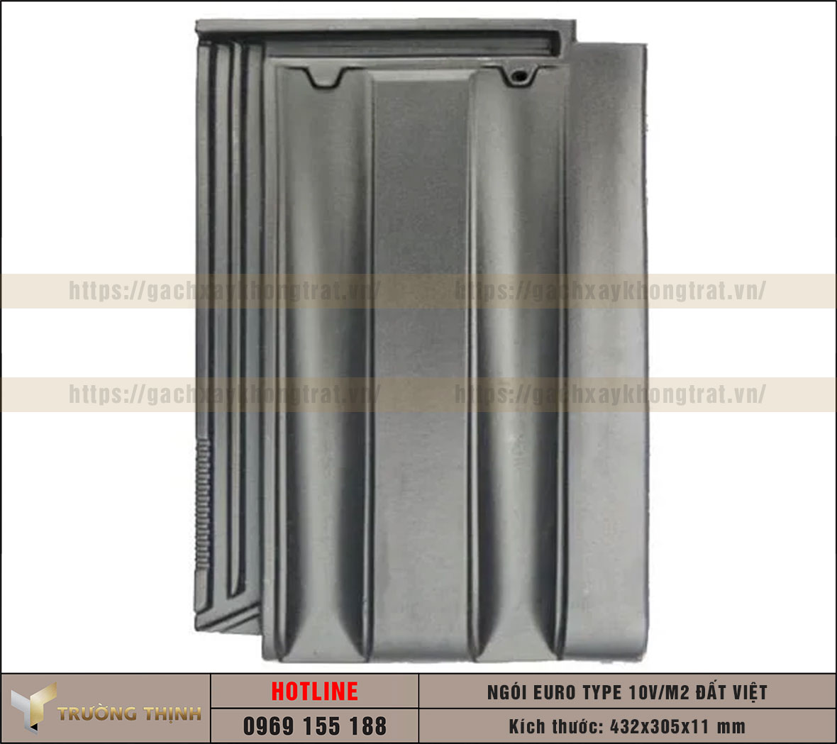 Ngói lợp Euro Type 10 Viên/m2 men kim loại màu đen Đất Việt