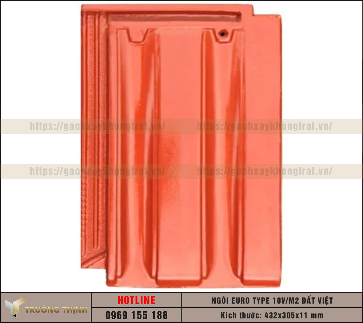 Ngói lợp Euro Type 10 Viên/m2 màu đỏ Đất Việt men bóng