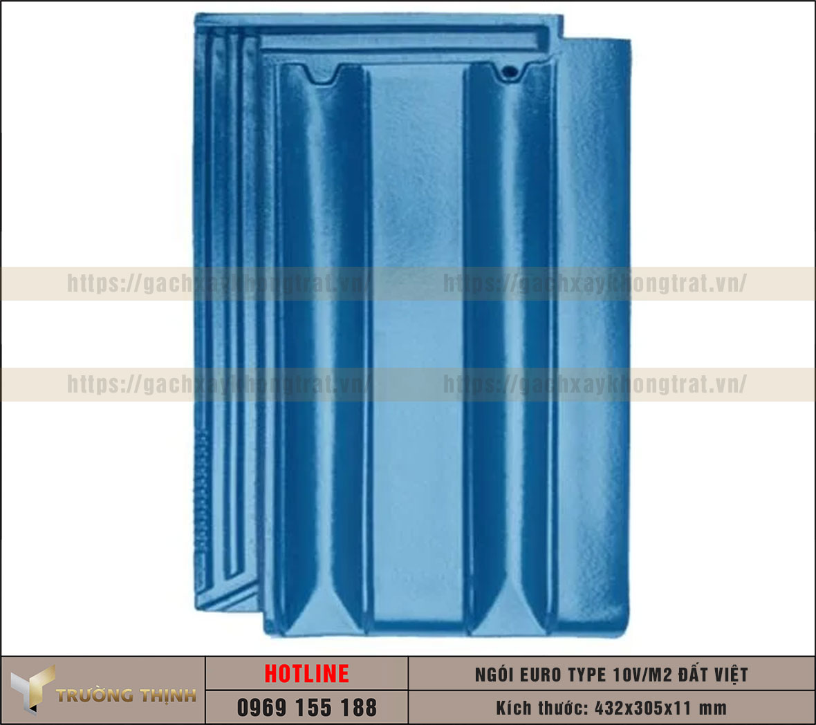 Ngói lợp Euro Type 10 Viên/m2 men bóng màu xanh Ocean Đất Việt cao cấp