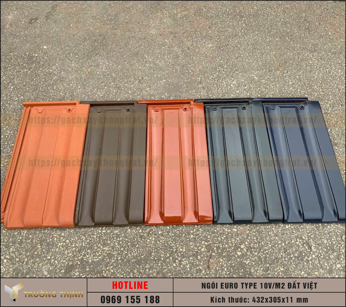 Ngói lợp Euro Type 10 Viên/m2 màu đỏ Đất Việt