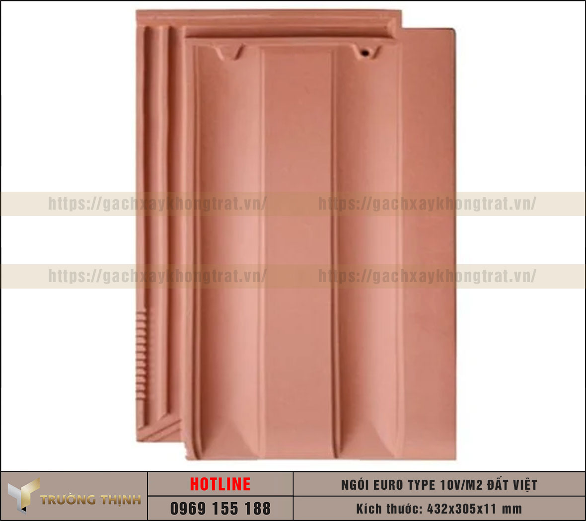 Ngói lợp Euro Type 10 Viên/m2 Đất Việt màu đỏ