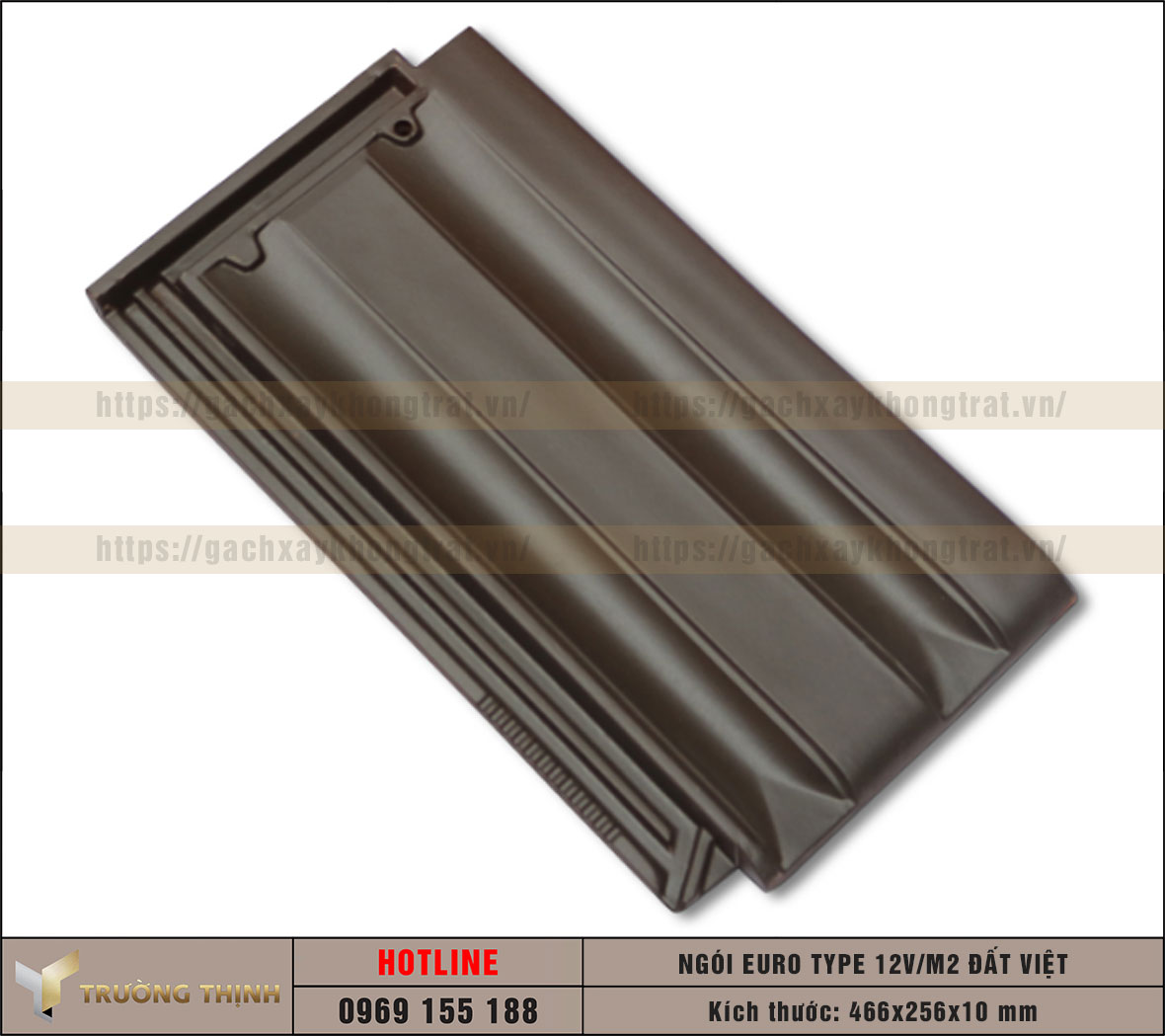 Ngói lợp Euro Type 12 Viên/m2 Men kim loại màu cà phê Đất Việt