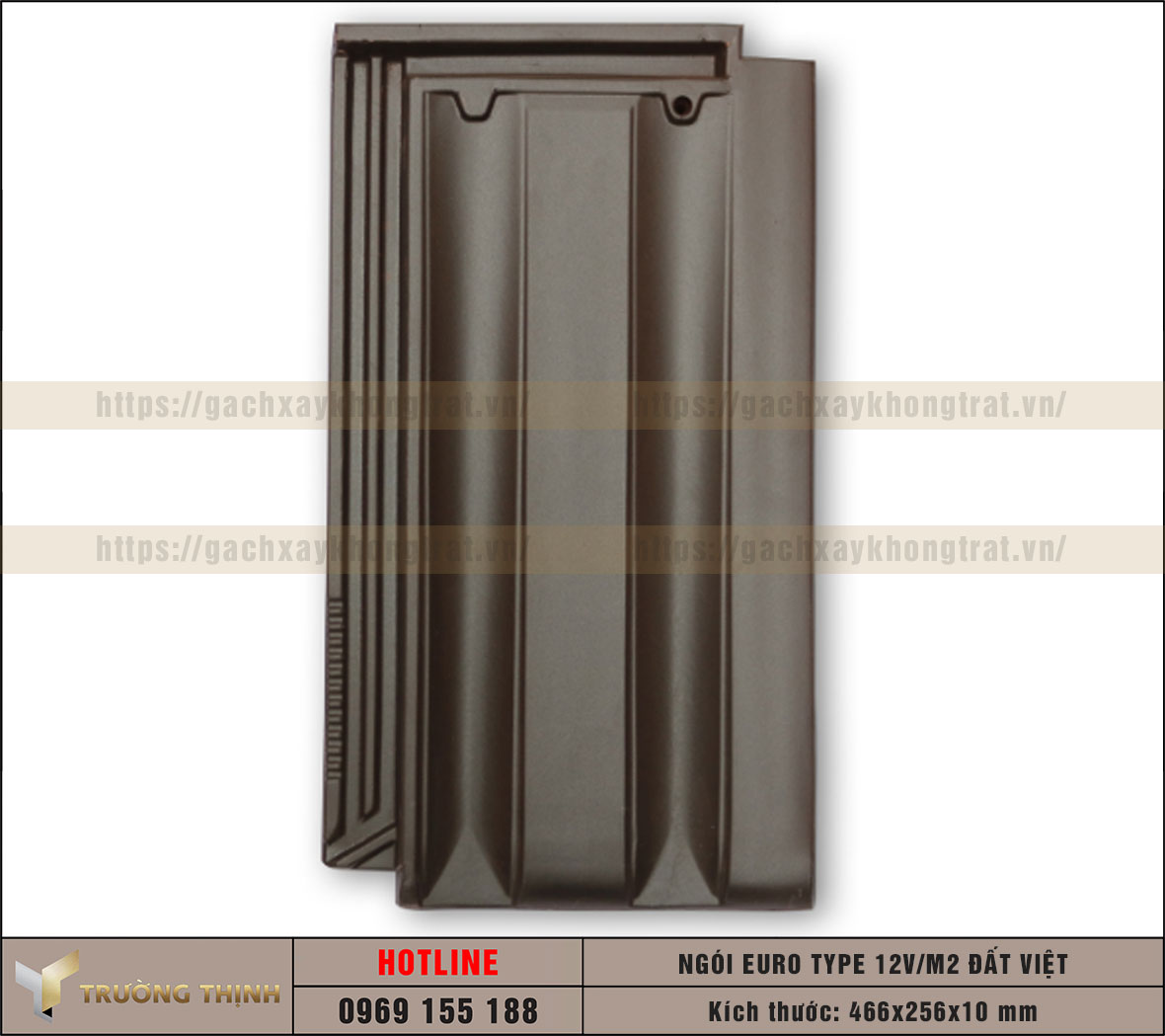 Ngói lợp Euro Type 12 Viên/m2 Men kim loại màu cà phê Đất Việt