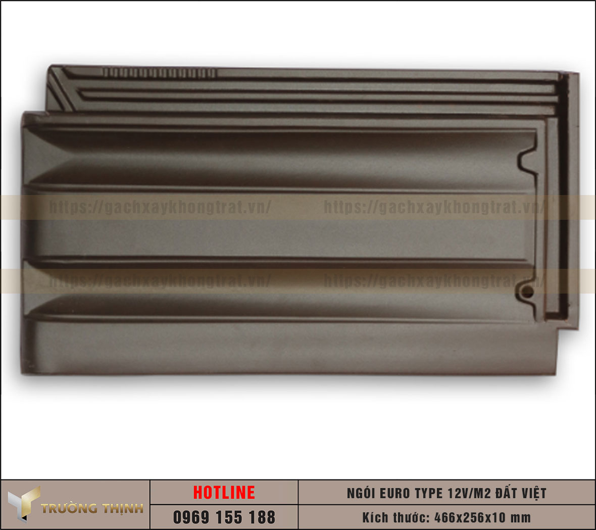 Ngói lợp Euro Type 12 Viên/m2 Đất Việt men kim loại màu cà phê giá rẻ
