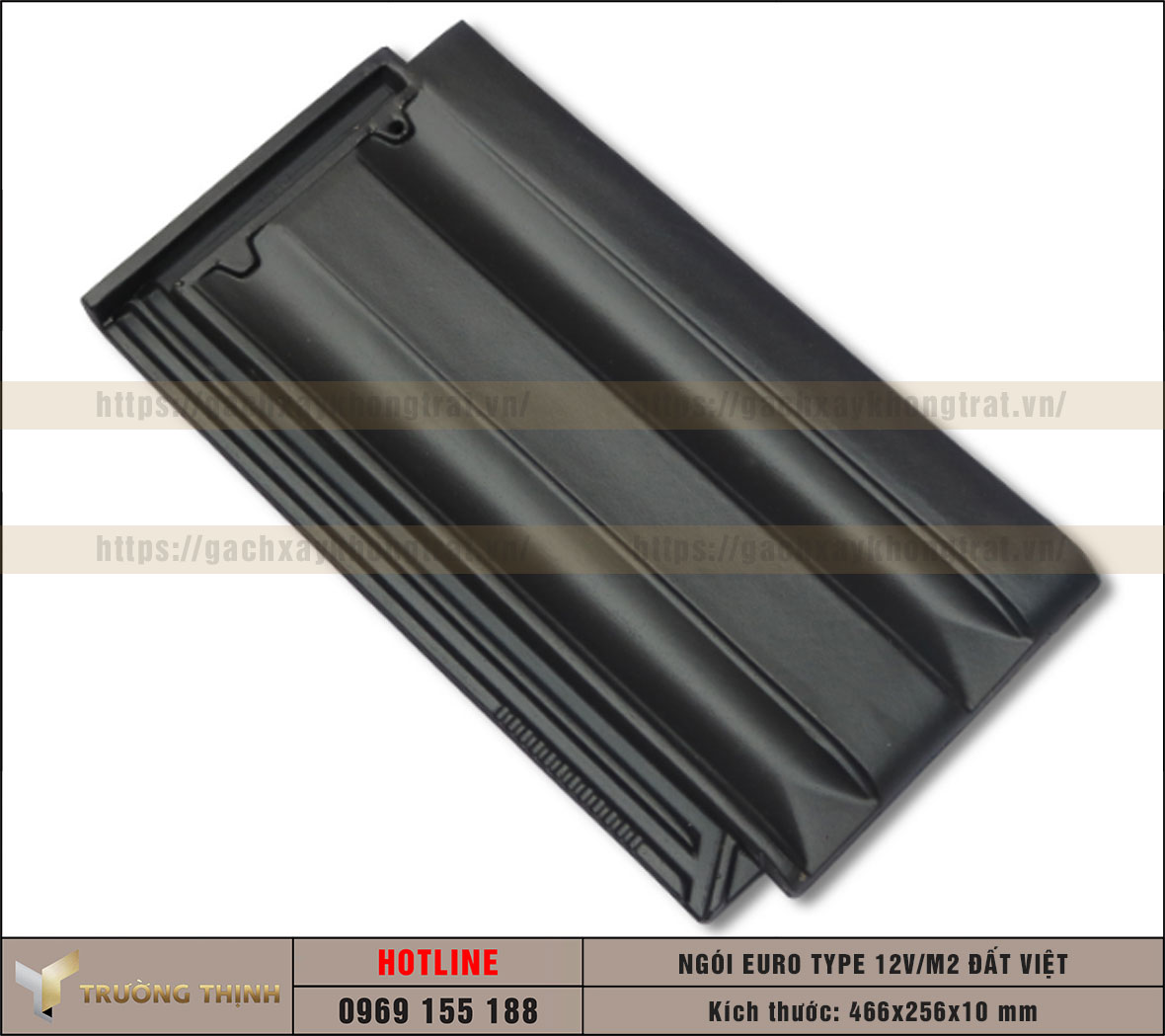 Ngói lợp Euro Type 12 Viên/m2 Men kim loại màu đen Đất Việt