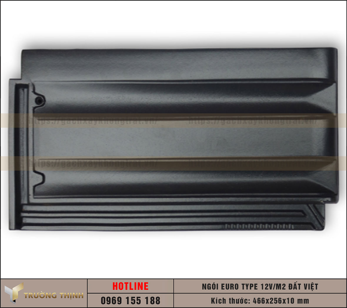Ngói lợp Euro Type 12 Viên/m2 Men kim loại màu đen Đất Việt