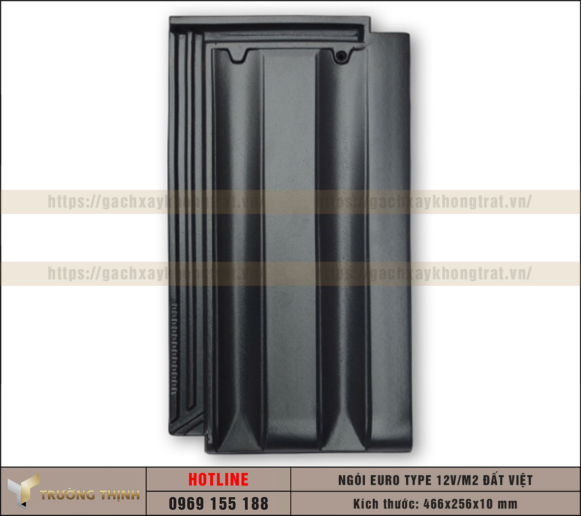 Ngói lợp Euro Type 12 Viên/m2 Đất Việt men kim loại màu đen