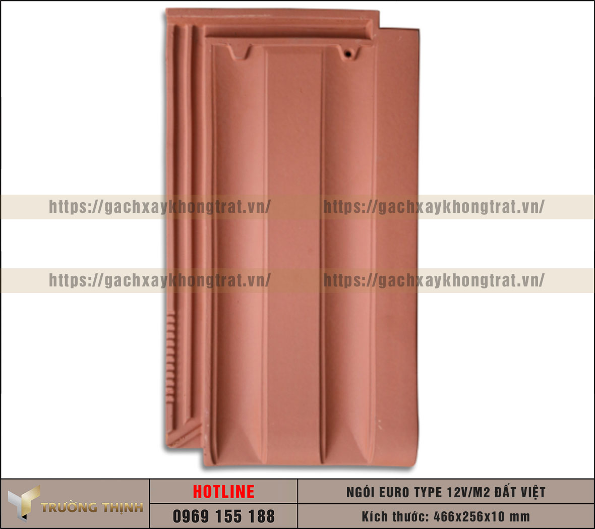 Ngói lợp Euro Type 12 Viên/m2 Đất Việt màu đỏ