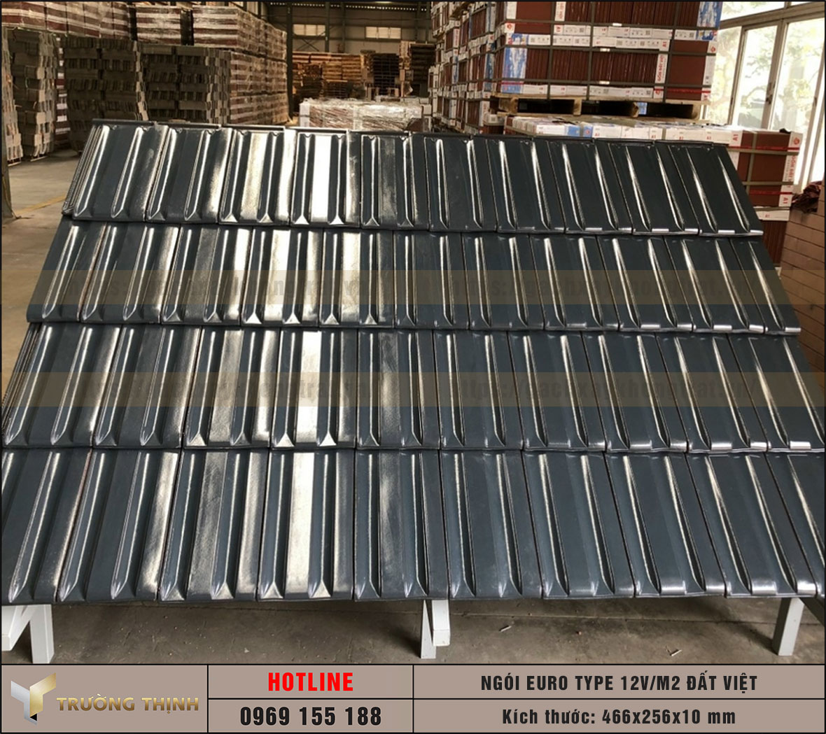 Ngói lợp Euro Type 12 Viên/m2 men bóng màu xanh rêu Đất Việt
