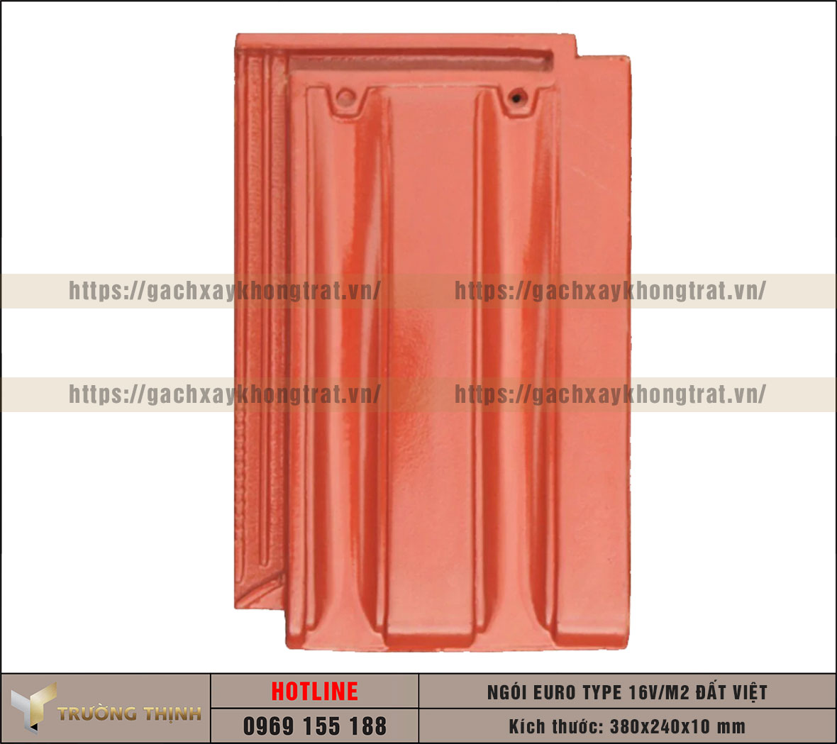 Ngói lợp Euro Type 16 Viên/m2 màu đỏ Đất Việt