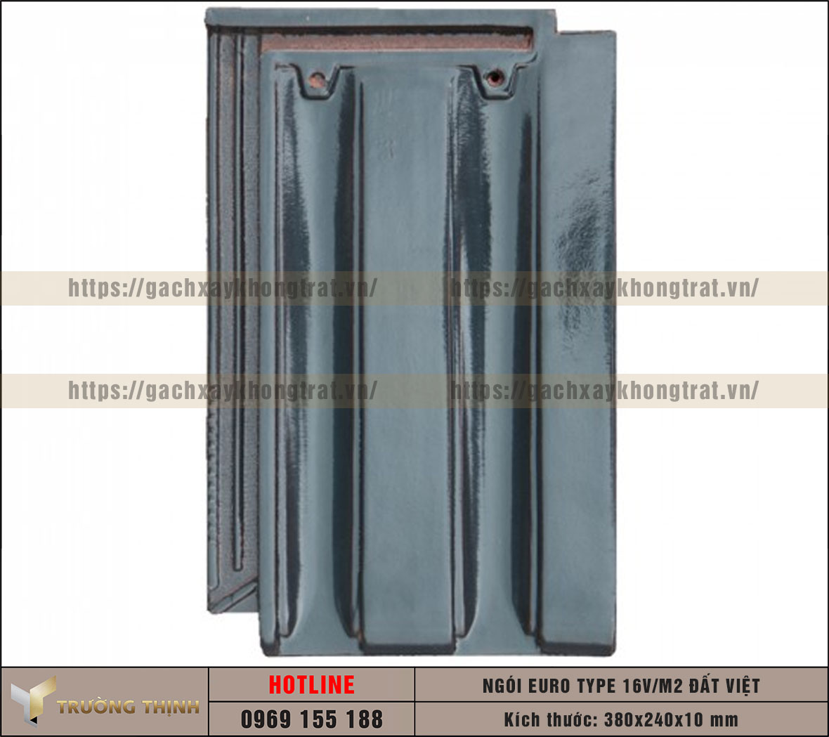 Ngói lợp Euro Type 16 Viên/m2 màu xanh rêu Đất Việt cao cấp