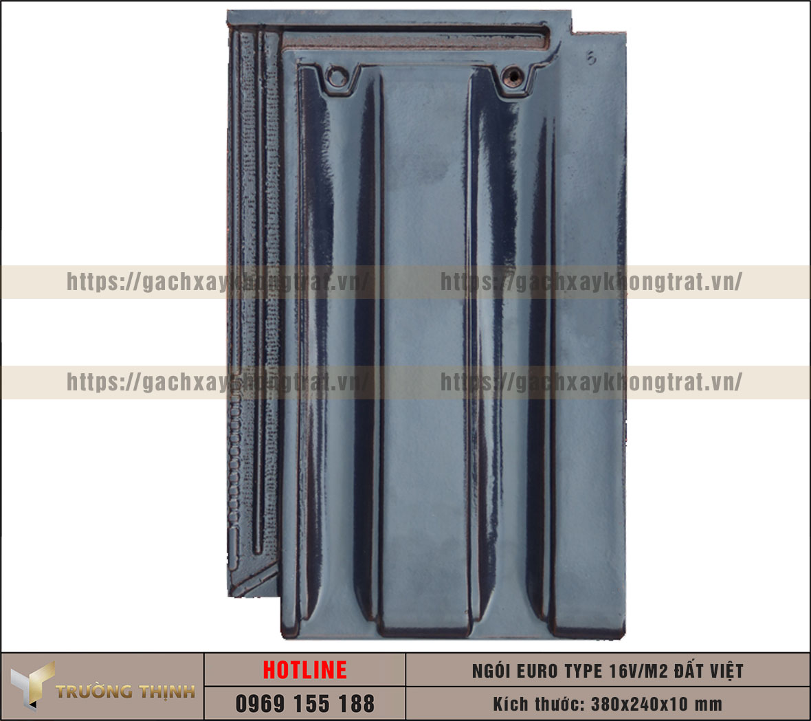 Ngói lợp Euro Type 16 Viên/m2 màu xanh tím than Đất Việt