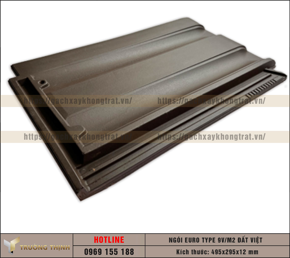 Ngói lợp Euro Type 9 Viên/m2 men kim loại màu cà phê Đất Việt
