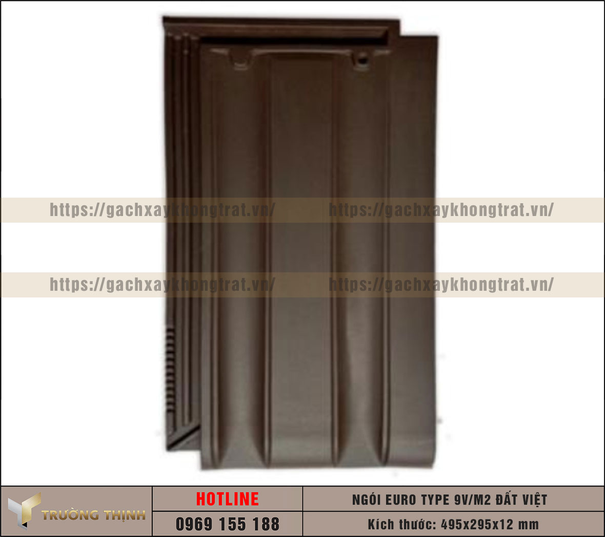 Ngói lợp Euro Type 9 Viên/m2 men kim loại màu cà phê Đất Việt