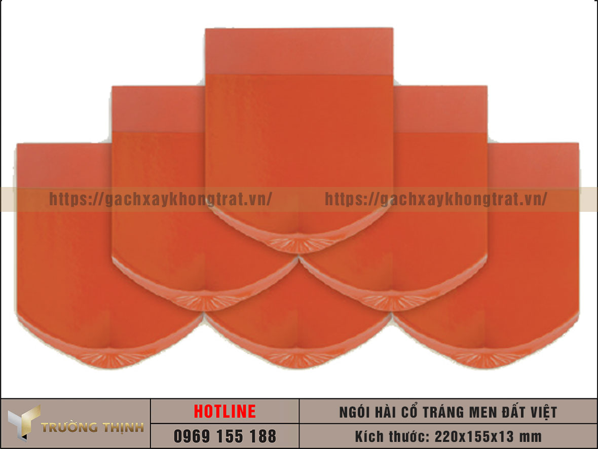 Ngói hài cổ tráng men 220x155x13 Đất Việt giá rẻ