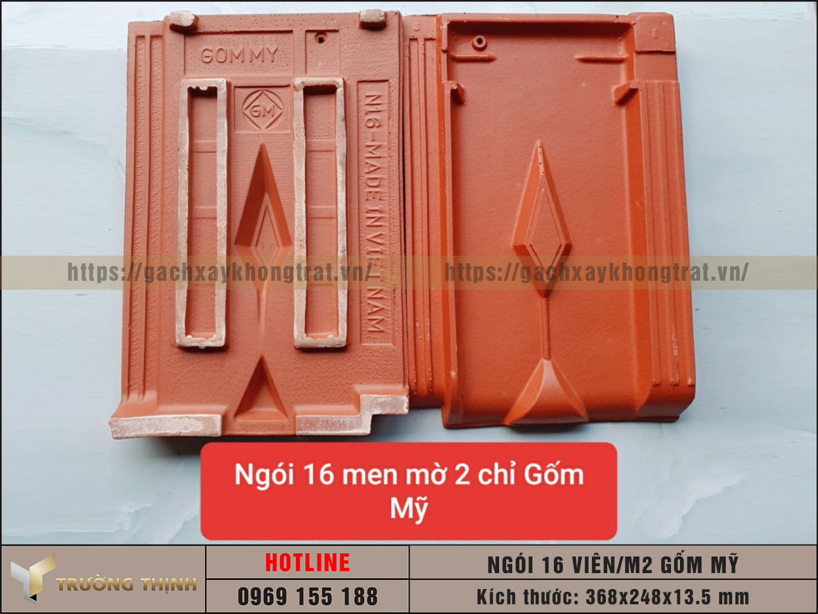 Ngói 16 viên/m2 men mờ Gốm Mỹ giá rẻ