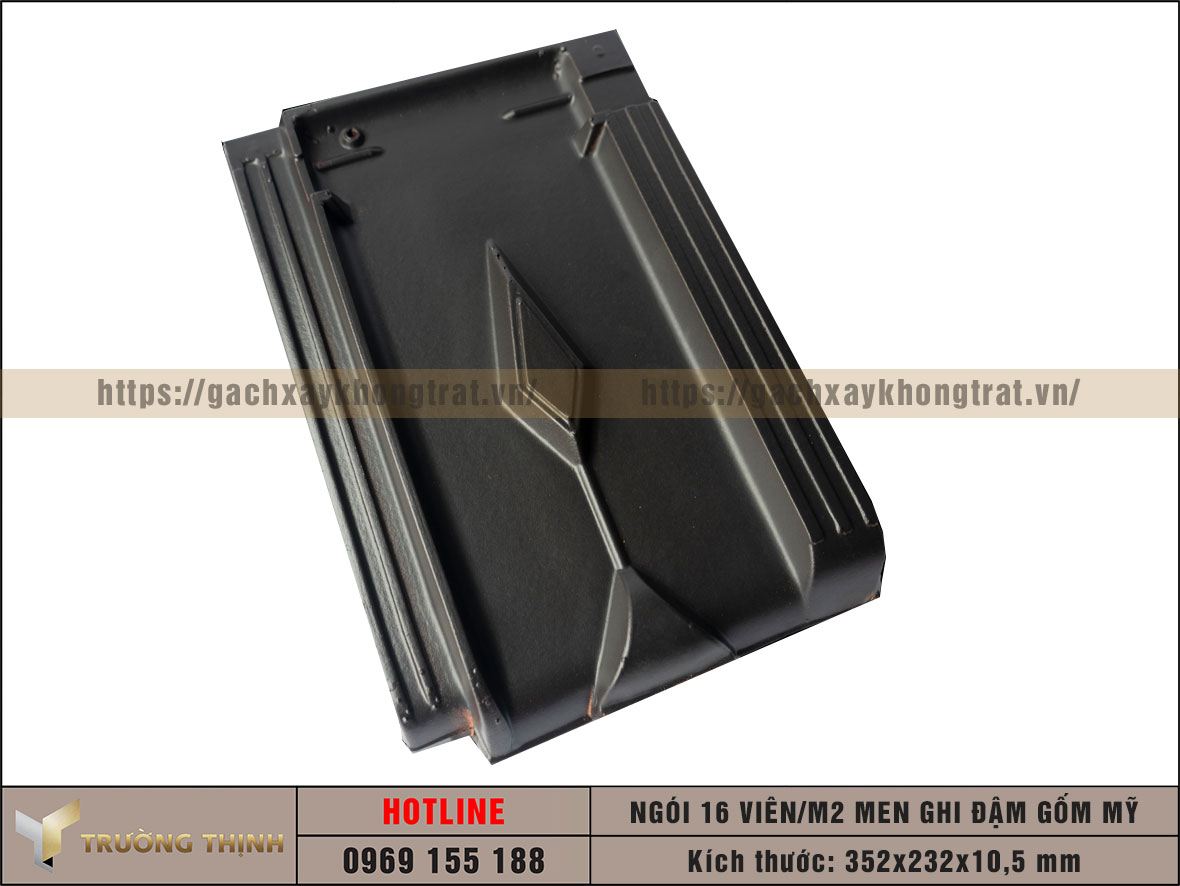 Ngói 16 viên/m2 men ghi đậm Gốm Mỹ giá rẻ