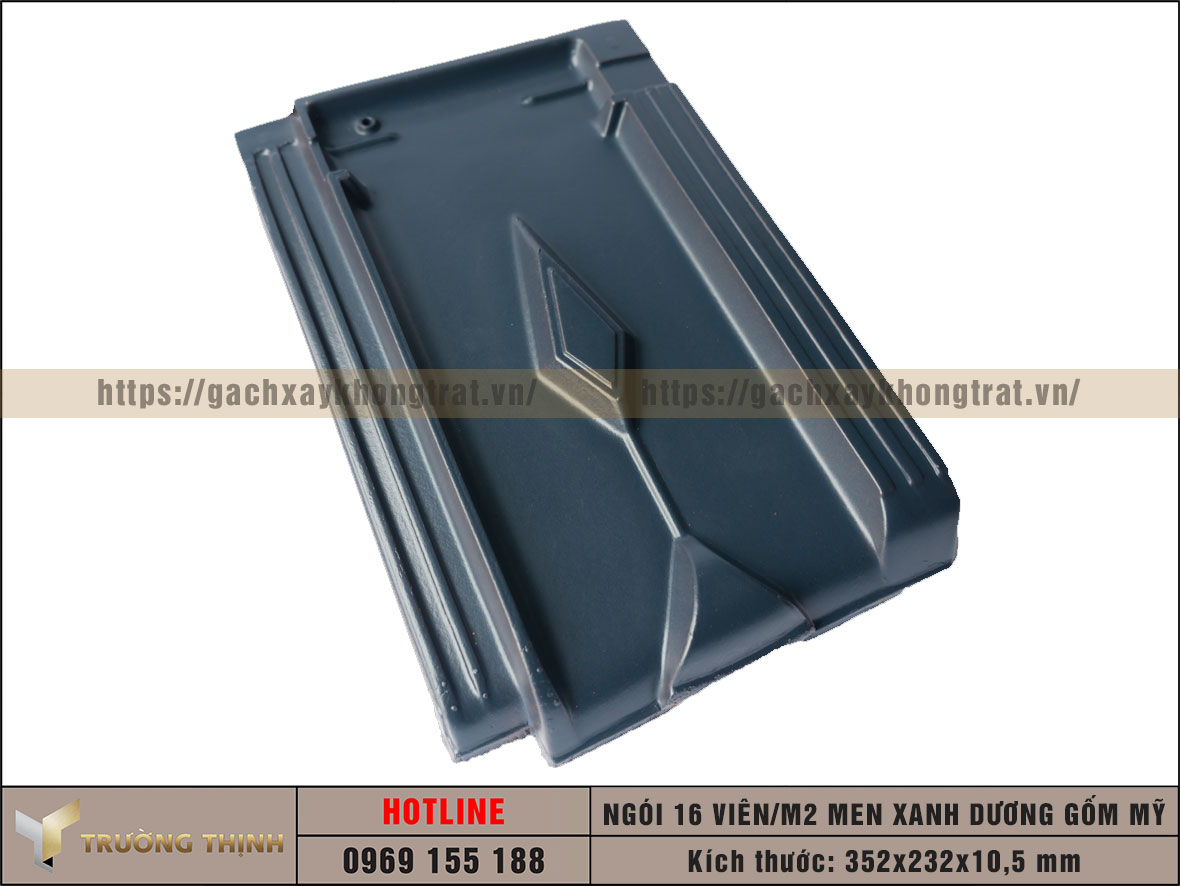 Ngói 16 viên/m2 men xanh dương Gốm Mỹ giá rẻ