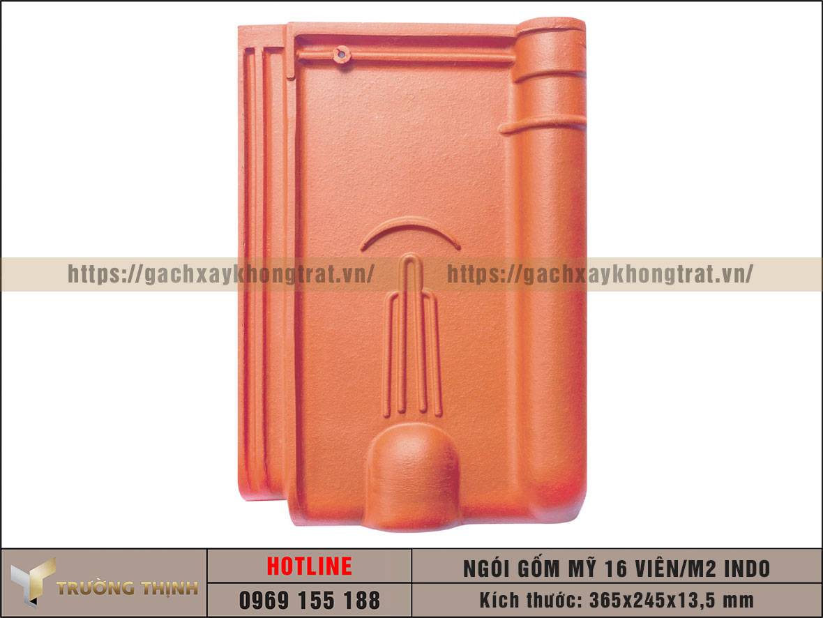 Ngói Gốm Mỹ 16 viên/m2 Indo màu đỏ  giá rẻ