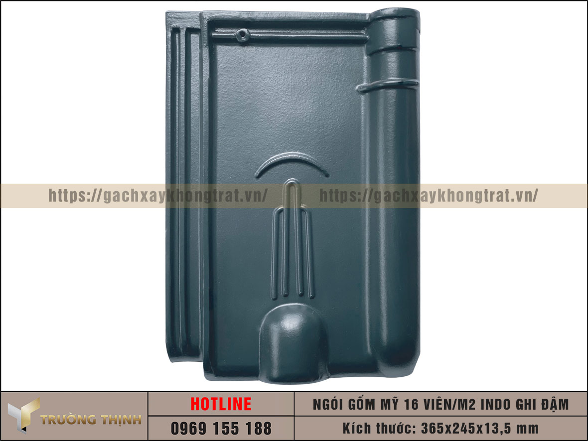 Ngói Gốm Mỹ 16 viên/m2 Indo màu ghi đậm giá rẻ