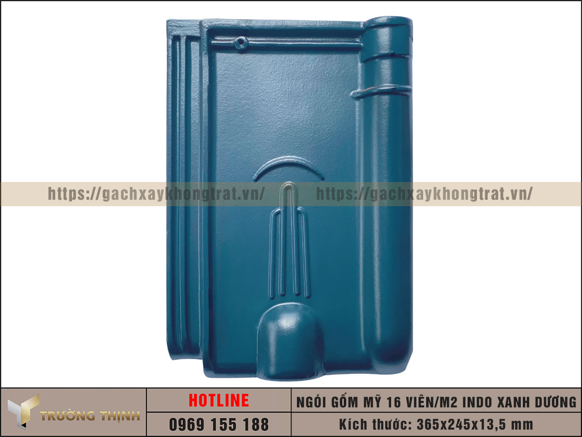 Ngói Gốm Mỹ 16 viên/m2 Indo màu xanh dương giá rẻ