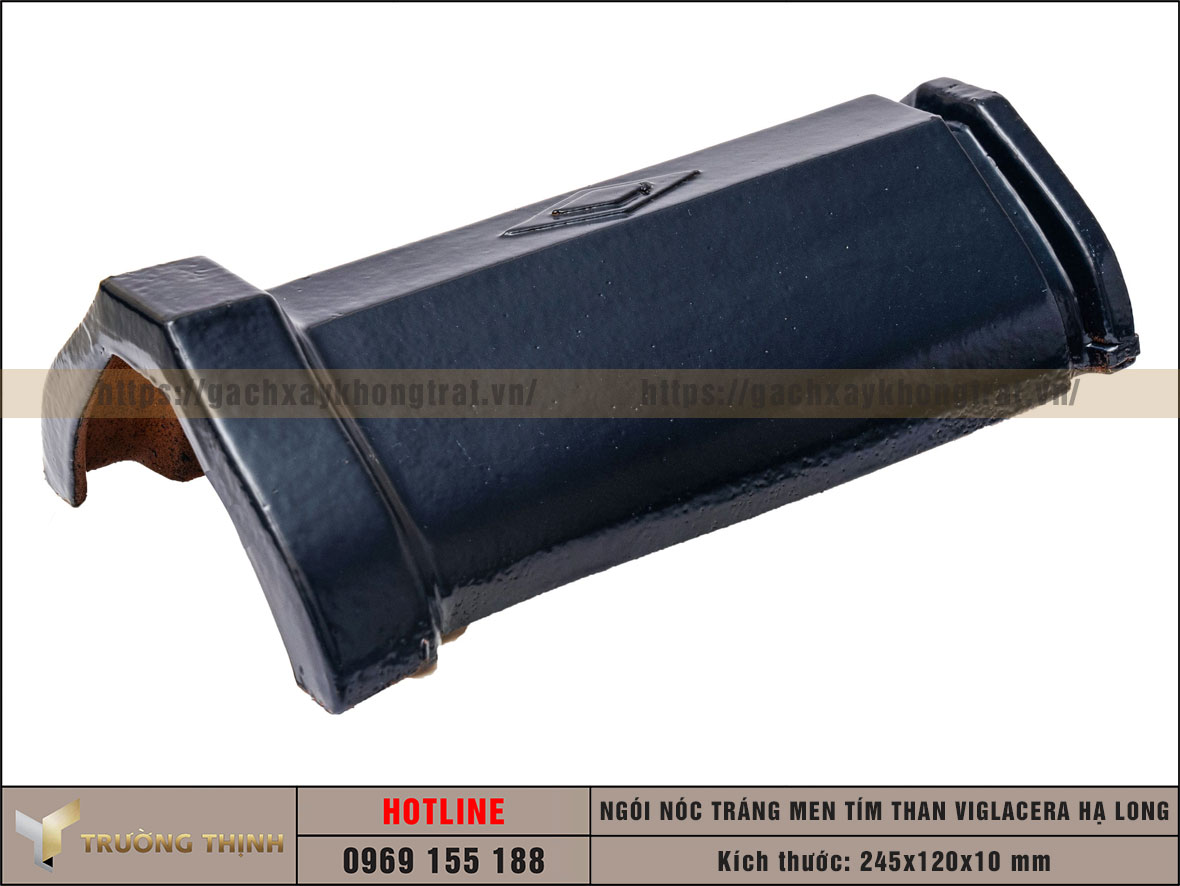 Ngói bò to - Ngói nóc đại tráng men màu tím than Viglacera Hạ Long