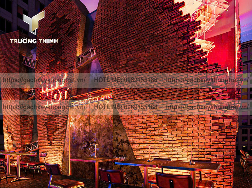   Tường gạch không trát: Giải pháp độc đáo cho quán cafe, nhà hàng hiện đại