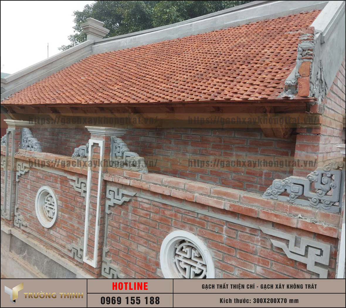 Ứng dụng gạch Thất 300x200x70 gạch không trát trong xây tường chùa: Vẻ đẹp vượt thời gian