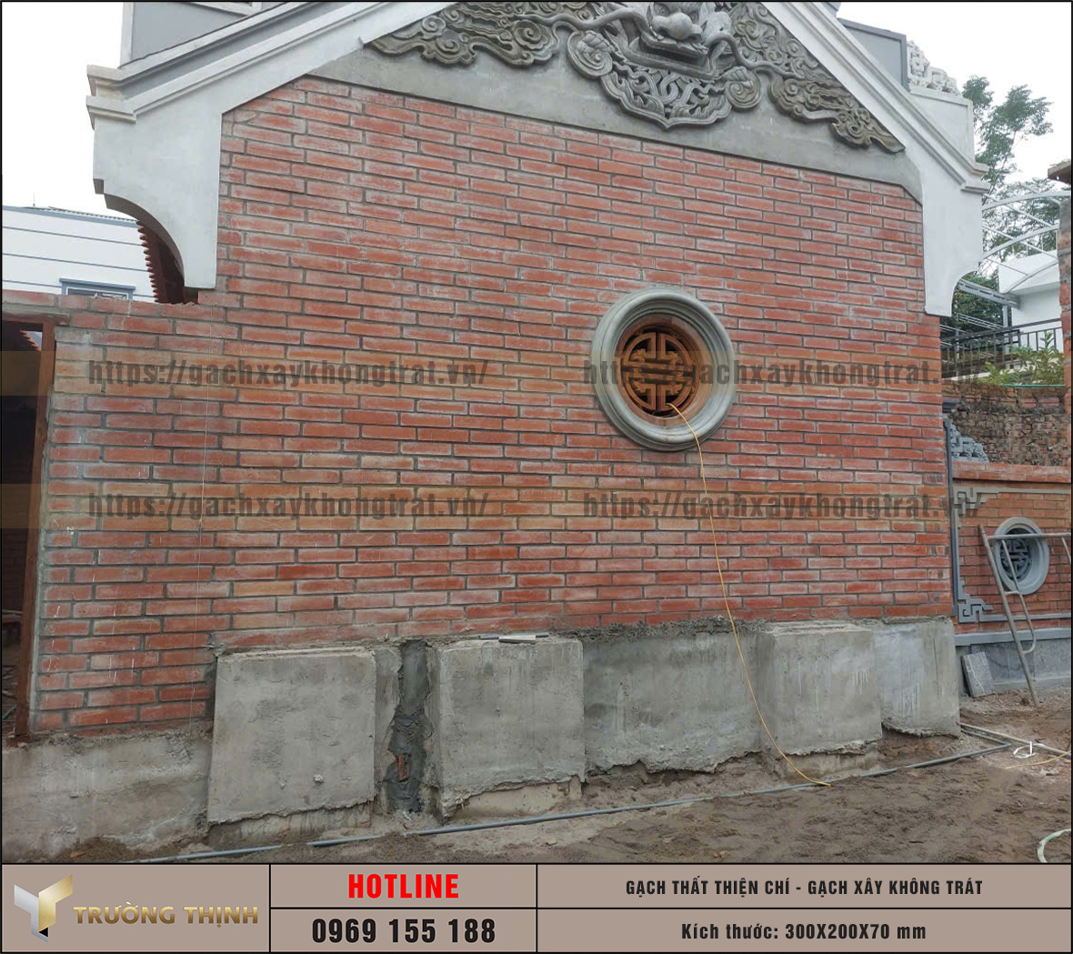 Ứng dụng gạch Thất 300x200x70 gạch không trát trong xây tường chùa: Vẻ đẹp vượt thời gian