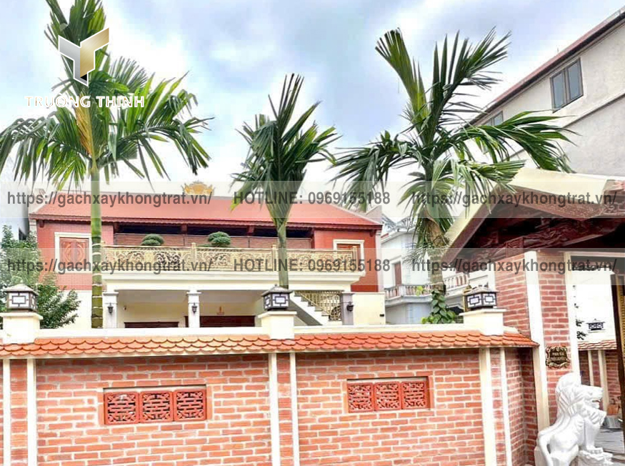   Ứng dụng gạch không trát Giếng Đáy: Bức tường thô mộc đầy nghệ thuật
