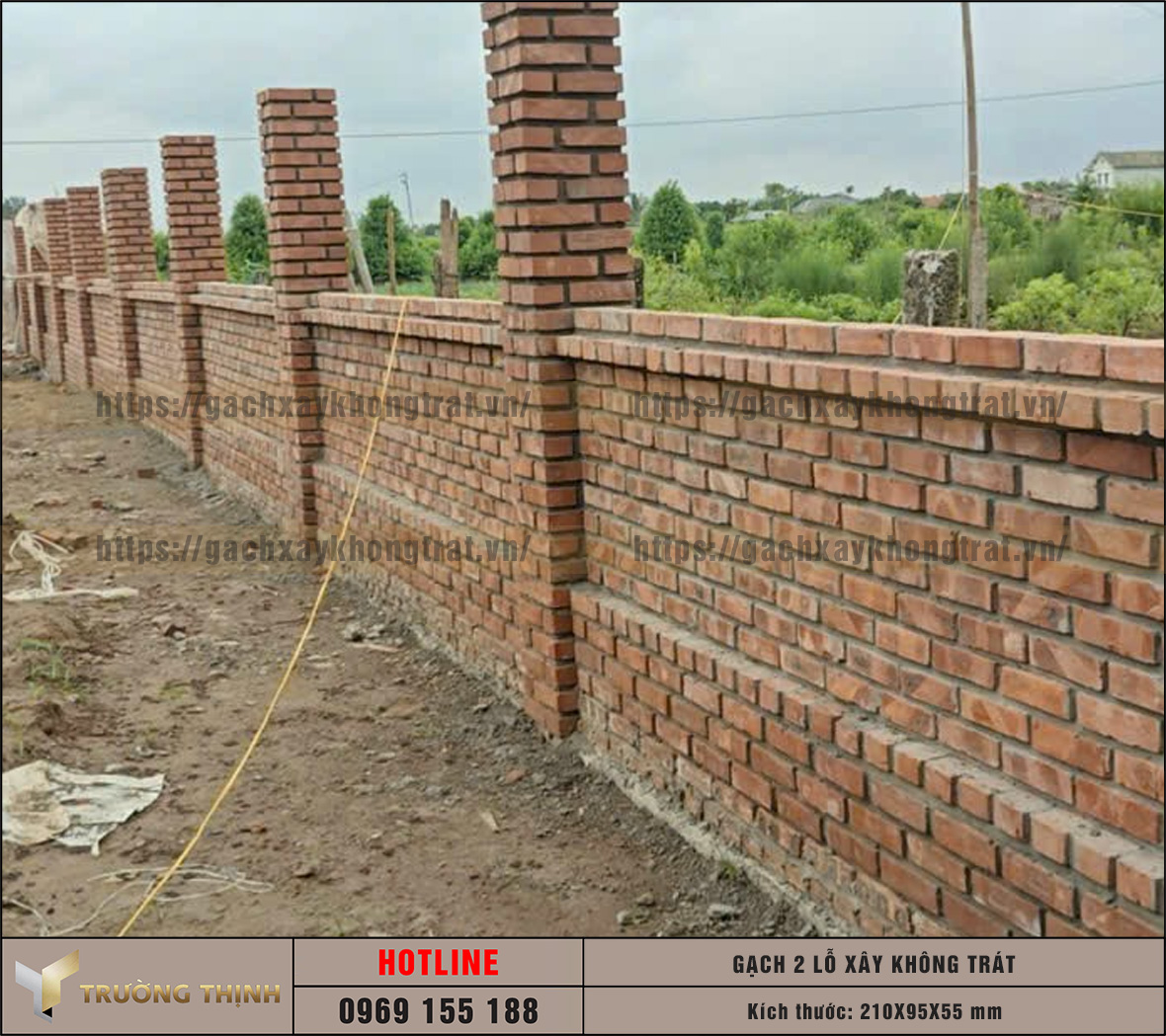 Xây tường rào công trình tâm linh bằng gạch không trát 2 lỗ giá rẻ: Giải pháp kiến trúc bền vững và thẩm mỹ